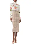High Neck Floral Blouse(2,Silk White/Multi)