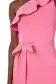 One Shoulder Pink Ruffle Knit Dress(2,Bright Pink)