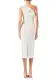 One Shoulder White Ruffle Knit Dress(2,White)