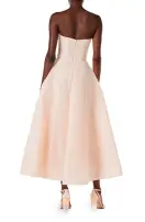 Embroidered Strapless Tea Length Dress(2,Powder)