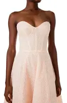 Embroidered Strapless Tea Length Dress(2,Powder)