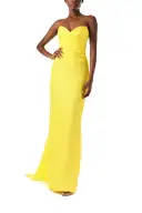 Strapless Gazar Gown with Train(2,Yellow)