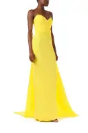 Strapless Gazar Gown with Train(2,Yellow)