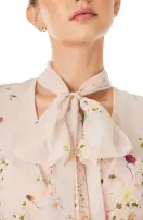 Floral Chiffon Long Sleeve Gown(2,Buff/Multi)