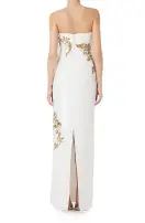 Embroidered Sequin Column Gown(2,Silk White/Gold)