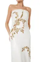 Embroidered Sequin Column Gown(2,Silk White/Gold)