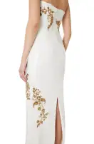 Embroidered Sequin Column Gown(2,Silk White/Gold)