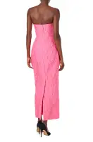 Strapless Jacquard Tea Length Gown(2,Fuchsia)