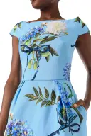 Bateau Neckline Column Dress(2,Sky Blue Multi)