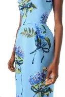 Bateau Neckline Column Dress(2,Sky Blue Multi)