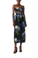 Floral Draped Midi Skirt(2,Night Sky Multi)
