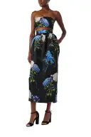 Floral Draped Midi Skirt(2,Night Sky Multi)