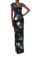 One Shoulder Floral Column Gown(2,Night Sky Multi)
