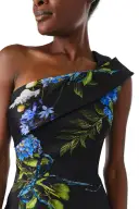 One Shoulder Floral Column Gown(2,Night Sky Multi)