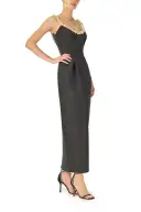 Pearl Embroidered Cocktail Dress(2,Noir)