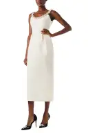 Pearl Embroidered Cocktail Dress(2,Creme)