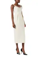 Pearl Embroidered Cocktail Dress(2,Creme)