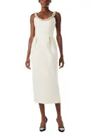Pearl Embroidered Cocktail Dress(2,Creme)