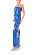 Floral Embroidered Sequin Gown(2,Sky Blue)