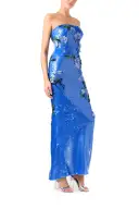 Floral Embroidered Sequin Gown(2,Sky Blue)