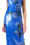 Floral Embroidered Sequin Gown(2,Sky Blue)