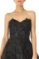 Strapless Lace Tea Length Dress(2,Noir)