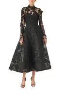 Strapless Lace Tea Length Dress(2,Noir)