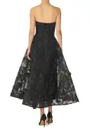 Strapless Lace Tea Length Dress(2,Noir)