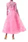 Long Sleeve Pink Lace Jacket(2,Pink Carnation)