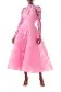 Long Sleeve Pink Lace Jacket(2,Pink Carnation)
