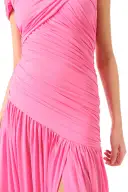 Draped Asymmetric Drop Waist Gown(2,Pink Carnation)