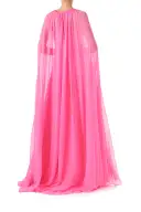 Floor Length Chiffon Cape(XSML,Pink Carnation)