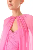 Floor Length Chiffon Cape(XSML,Pink Carnation)