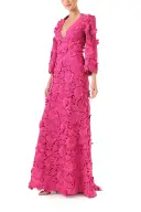 Bell Sleeve Lace Gown(2,Fuchsia)