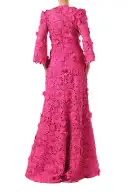 Bell Sleeve Lace Gown(2,Fuchsia)
