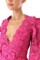 Bell Sleeve Lace Gown(2,Fuchsia)
