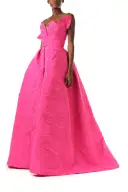 Floral Embossed Ball Gown(2,Fuchsia)