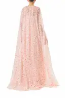 Heart Print Chiffon Cape(SMALL,Creme Multi)
