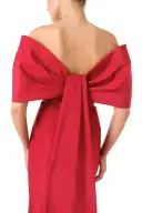 Off-The-Shoulder Column Dress(2,Pomegranate)