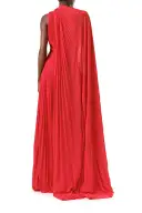 One Shoulder Cape Gown(2,Scarlet)