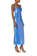 Strapless Sequin Column Dress(2,Sky Blue)