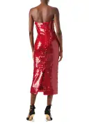Strapless Sequin Column Dress(2,Scarlet)