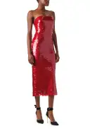 Strapless Sequin Column Dress(2,Scarlet)