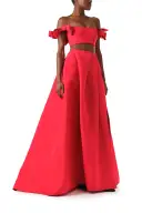 Pleated Ballgown Skirt(2,Scarlet)