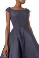 Bateau Neck Tea Length Dress(2,Night Sky)