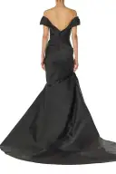 Off-The-Shoulder Draped Trumpet Gown(2,Noir)