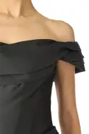 Off-The-Shoulder Draped Trumpet Gown(2,Noir)
