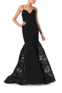 V-Neck Gown With Trumpet Skirt(2,Noir)
