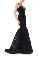 V-Neck Gown With Trumpet Skirt(2,Noir)