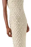 Sleeveless Pearl Embroidered Sheath(2,Creme)